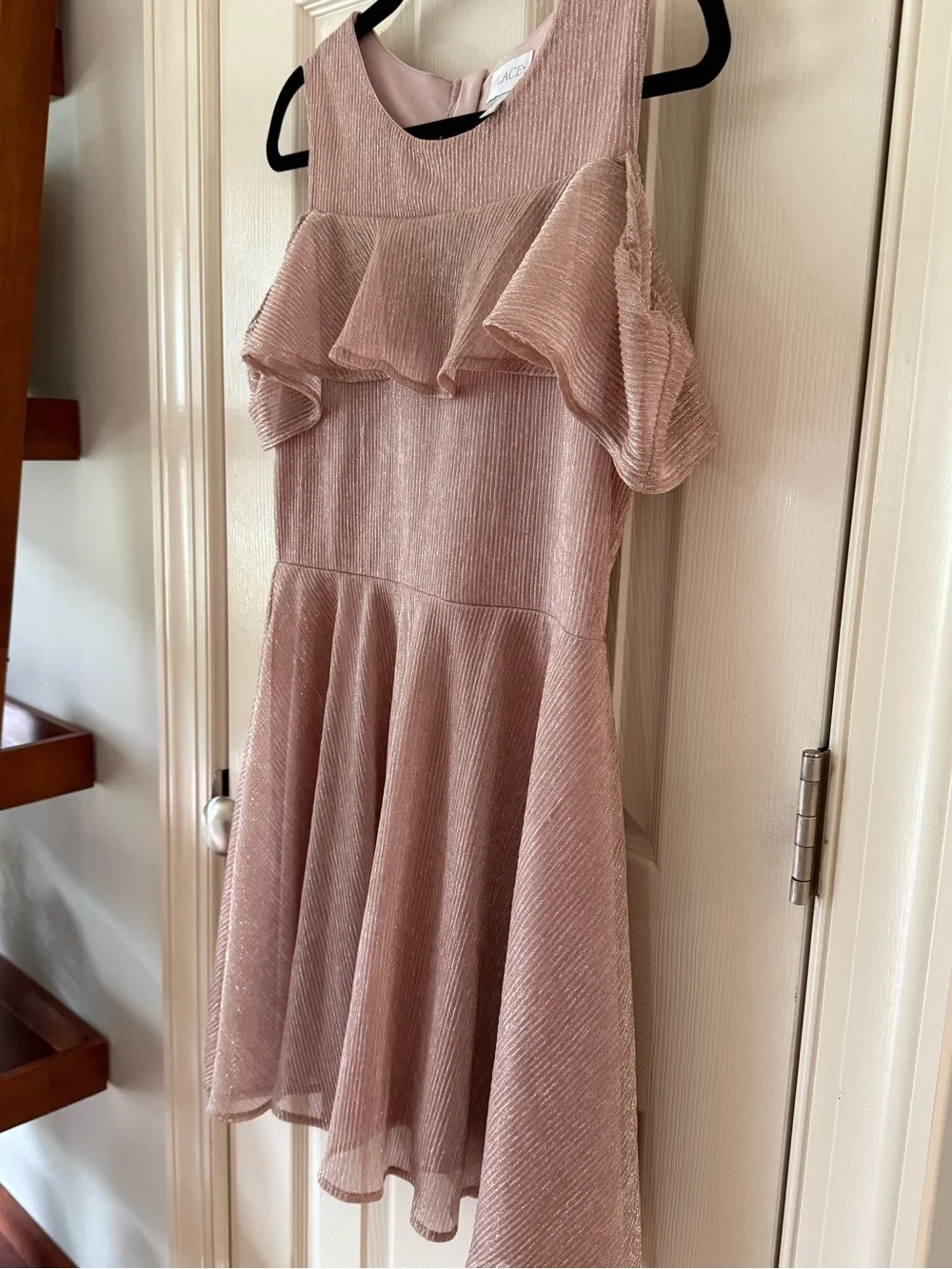 The Children’s Place Girls Pink Shimmer Cold Shoulder Party Dress Size 16